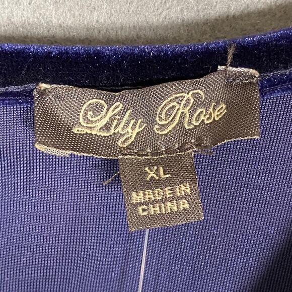 Lily Rose Juniors Velvet Jumpsuit Size XL Blue Belted Flutter Sleeves V-neck NWT - Picture 5 of 14